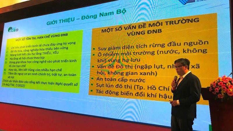 Một chuyên gia kinh tế trình bày tham luận tại Diễn đàn.
