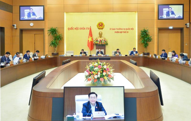 Một phiên họp của Ủy ban Thường vụ Quốc hội khóa XV. (Nguồn: quochoi.vn)