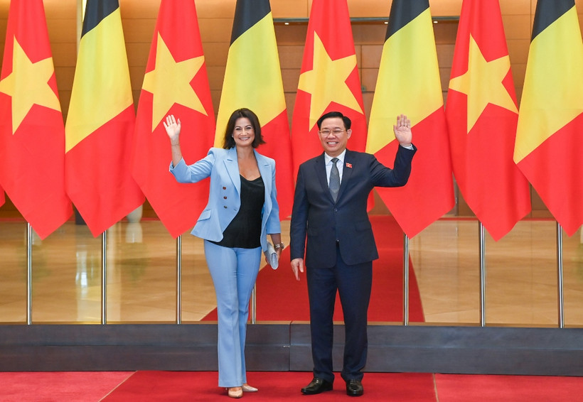 [Ảnh] Chủ tịch Quốc hội Vương Đình Huệ hội đàm với Chủ tịch Thượng viện Vương quốc Bỉ