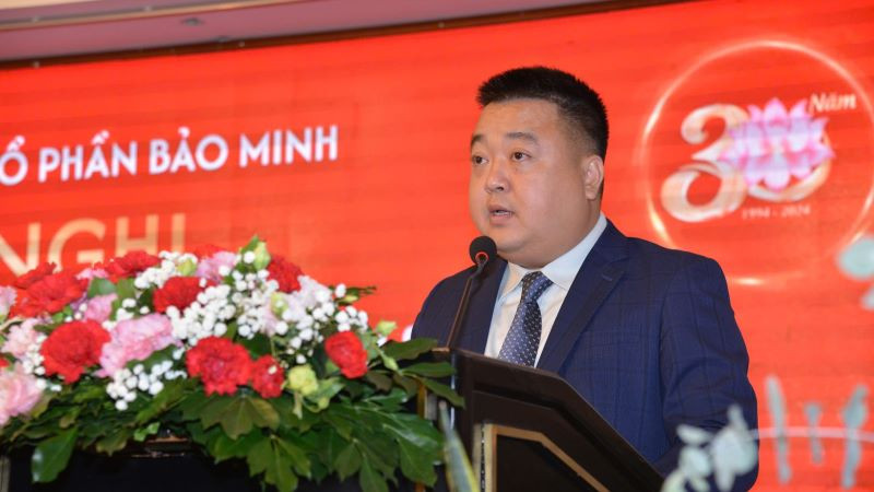 Đồng chí Vũ Anh Tuấn, Tổng Giám đốc Bảo Minh phát biểu khai mạc Hội nghị tổng kết hoạt động kinh doanh năm 2024 và triển khai nhiệm vụ kinh doanh năm 2025.