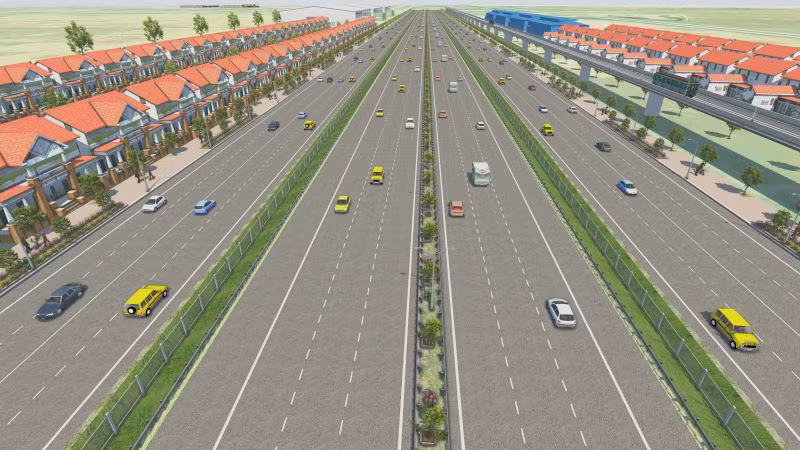 Phối cảnh dự án đường Vành đai 4-Vùng Thủ đô sau khi hoàn thành.