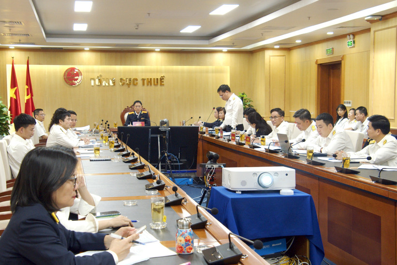 Quang cảnh điểm cầu tại cơ quan Tổng cục Thuế. (Ảnh: Tổng cục Thuế)