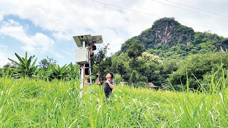 Hệ thống cảnh báo lũ quét trên Suối Vạt, xã Trường Đông, huyện Yên Châu (Sơn La). 