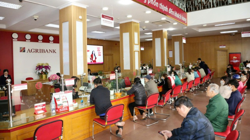 Khách hàng giao dịch tại chi nhánh Ngân hàng Agribank.