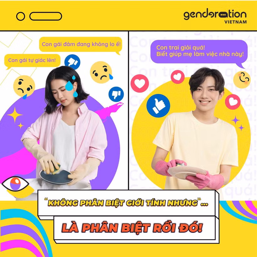 Hình ảnh gần gũi với giới trẻ, quan tâm đến cả các định kiến gắn với cả nam và nữ. Ảnh: TUVA Communication