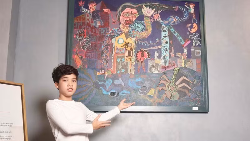 Họa sĩ nhí Đức Long tham gia Triển lãm "Họa sắc yêu thương".