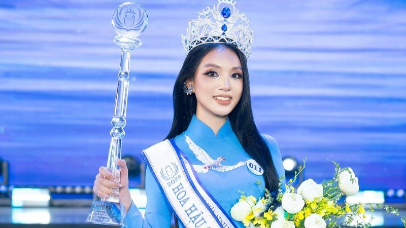 Nguyễn Phương Thanh đăng quang Hoa hậu Sinh viên Hòa bình Việt Nam 2025. (Ảnh: Ban Tổ chức)