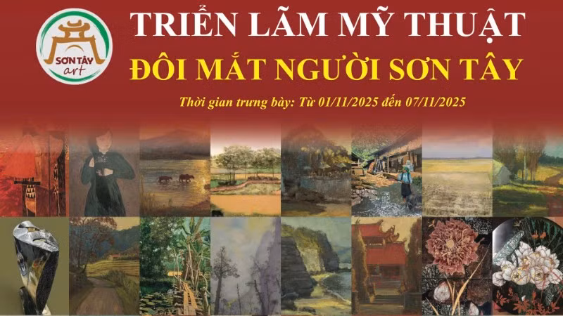 Triển lãm "Đôi mắt người Sơn Tây" phản ánh chiều sâu sáng tạo và sự phong phú trong cảm hứng nghệ thuật của các họa sĩ Sơn Tây. (Ảnh: BTC)