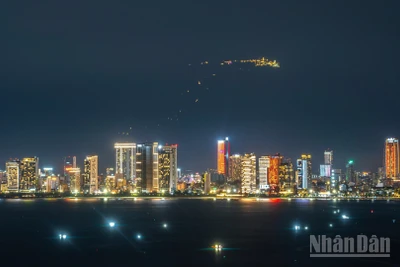 Thành phố Đà Nẵng về đêm nhìn từ phía biển. (Ảnh: PHAN HẢI TÙNG LÂM)