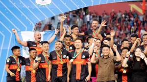 Ninh Bình FC vô địch giải hạng Nhất đầy thuyết phục. Ảnh | NBFC
