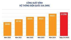 Biểu đồ tiêu thụ điện ngày 2/6/2025. (Ảnh: EVN)