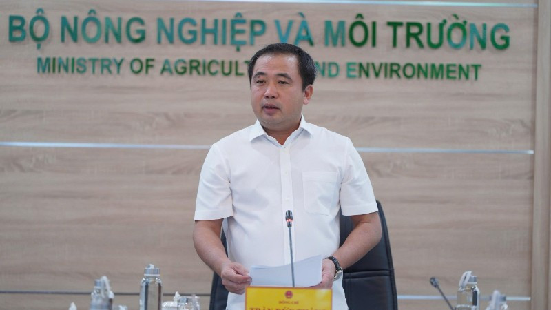 Quyền Bộ trưởng Nông nghiệp và Môi trường Trần Đức Thắng chủ trì cuộc họp với các hiệp hội ngành lúa gạo.