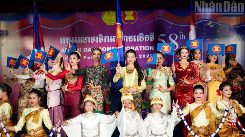 Lễ kỷ niệm 58 năm Ngày thành lập ASEAN tại Phnom Penh 9/8/2025. (Ảnh: ĐINH TRƯỜNG)