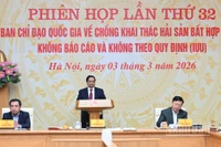 Thủ tướng Chính phủ Phạm Minh Chính chủ trì phiên họp lần thứ 32 của Ban Chỉ đạo Quốc gia về IUU. (Ảnh: TRẦN HẢI)