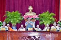 Thủ tướng Chính phủ Phạm Minh Chính chủ trì Hội nghị tiếp xúc cử tri thành phố Cần Thơ sau Kỳ họp thứ 10, Quốc hội khóa XV. (Ảnh THANH GIANG)