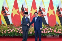 Thủ tướng Chính phủ Phạm Minh Chính và Quốc vương Brunei Darussalam Haji Hassanal Bolkiah. (Ảnh: Trần Hải)