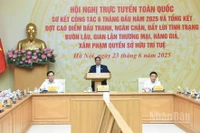 Thủ tướng Chính phủ Phạm Minh Chính chủ trì Hội nghị trực tuyến toàn quốc. (Ảnh: TRẦN HẢI) 