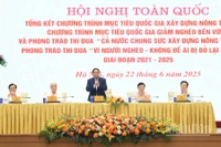 Thủ tướng Chính phủ Phạm Minh Chính chủ trì Hội nghị tổng kết Chương trình mục tiêu quốc gia về xây dựng nông thôn mới, giảm nghèo bền vững. (Ảnh: TRẦN HẢI)