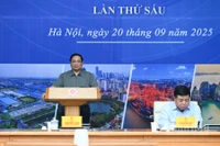 Thủ tướng Chính phủ Phạm Minh Chính chủ trì Hội nghị Hội đồng điều phối vùng Đồng bằng sông Hồng lần thứ sáu. (Ảnh: Trần Hải)