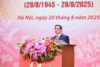 Thủ tướng Chính phủ Phạm Minh Chính trình bày diễn văn tại Lễ kỷ niệm 80 năm thành lập Chính phủ nước Cộng hòa xã hội chủ nghĩa Việt Nam. (Ảnh: Trần Hải)