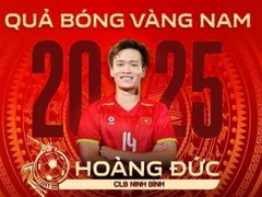 Cầu thủ Nguyễn Hoàng Đức giành danh hiệu Quả bóng vàng Việt Nam năm 2025. (Ảnh: SGGP)