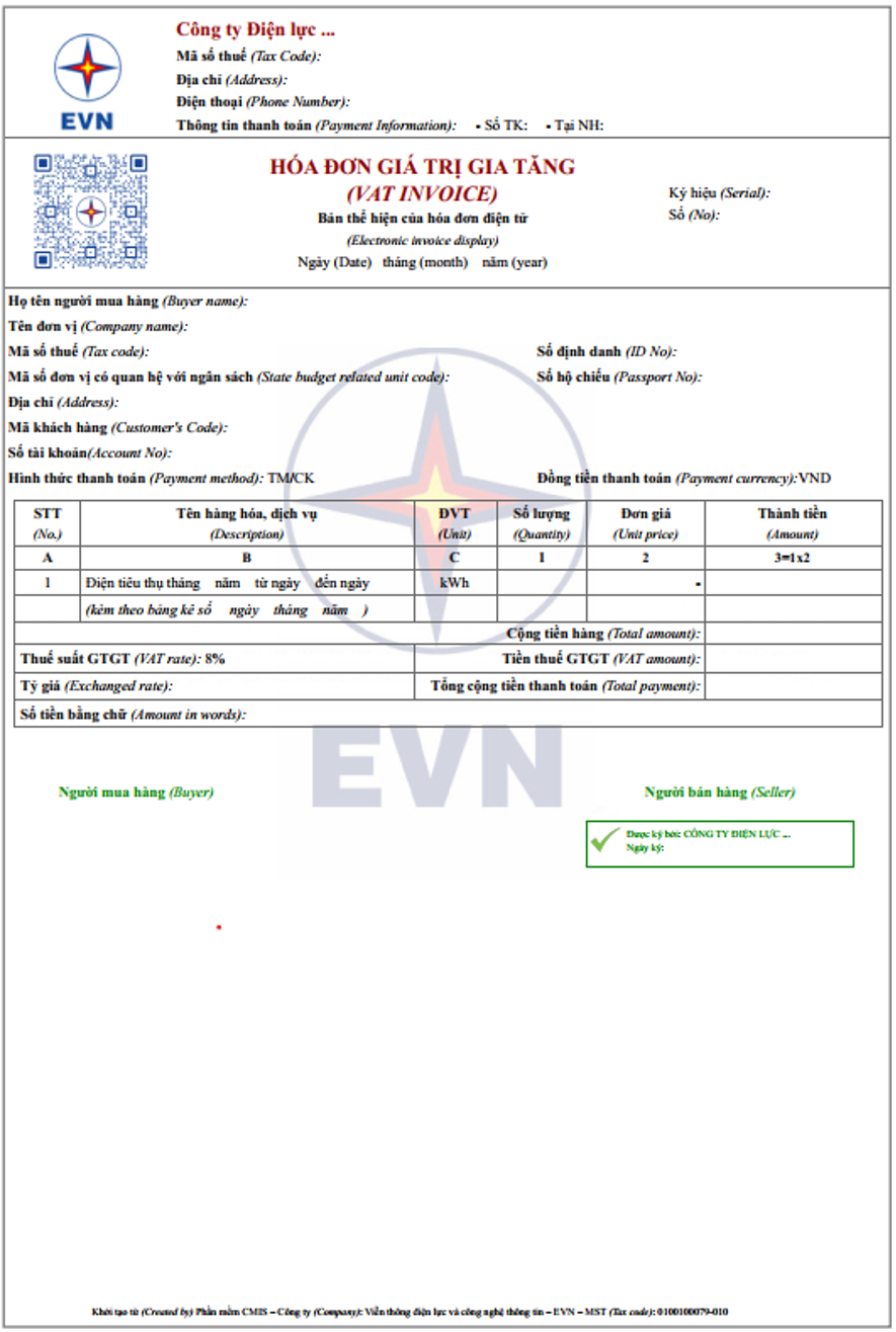 Mẫu hóa đơn tiền điện mới. (Ảnh: EVN) picture1.png