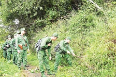 Cán bộ, chiến sĩ Đồn Biên phòng Cửa khẩu quốc tế Hữu Nghị tuần tra, kiểm soát dọc biên giới.