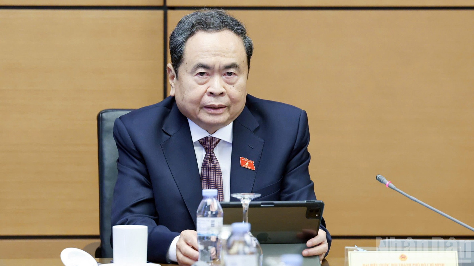 Chủ tịch Quốc hội Trần Thanh Mẫn ph&aacute;t biểu tại tổ. (Ảnh: DUY LINH)