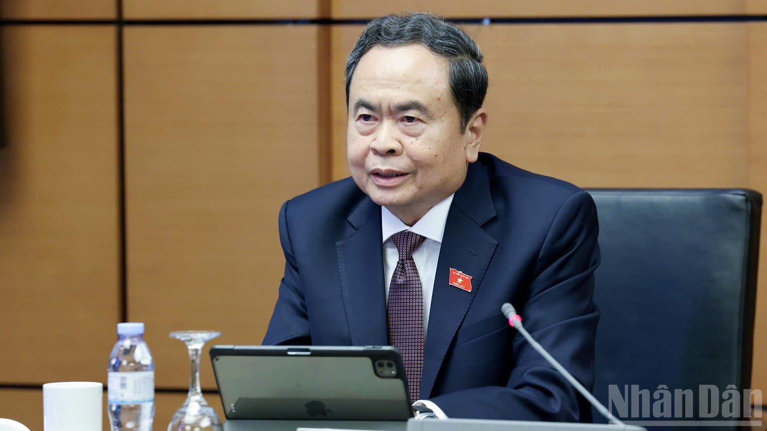 Chủ tịch Quốc hội Trần Thanh Mẫn ph&aacute;t biểu tại tổ. (Ảnh: DUY LINH)