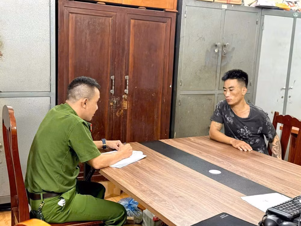 Đối tượng Mai Đức Giang tại Cơ quan Công an.