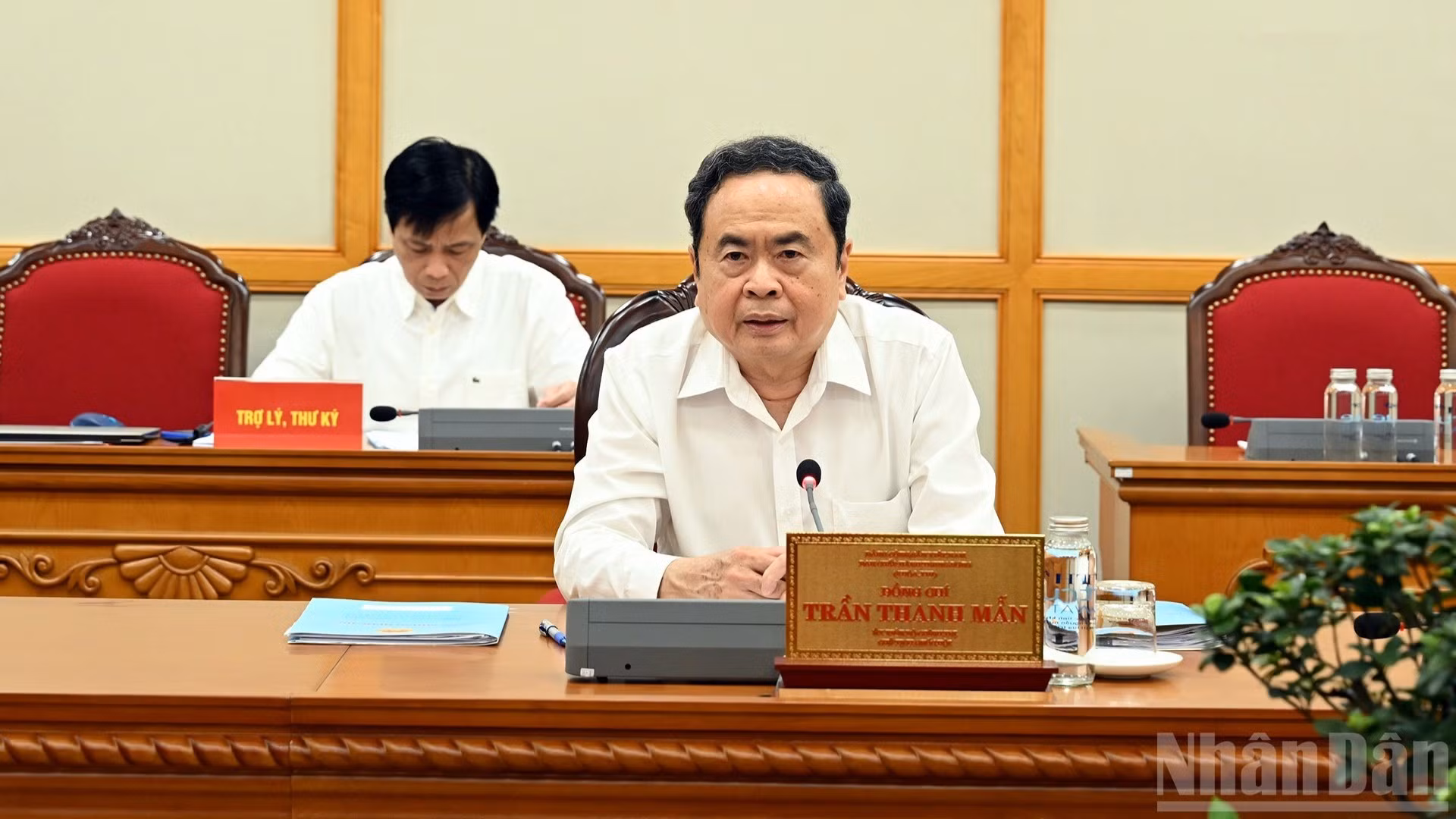 Chủ tịch Quốc hội Trần Thanh Mẫn phát biểu mở đầu cuộc làm việc với Ban Thường vụ Tỉnh ủy Lai Châu.