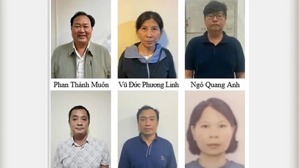 Bị can Phan Thành Muôn và một số đồng phạm.