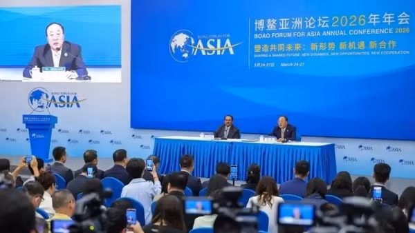 Họp báo công bố các báo cáo trọng tâm của Hội nghị thường niên 2026 của Diễn đàn châu Á Bác Ngao. (Ảnh: Chinanews.com.cn)