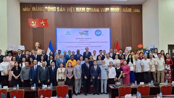 Các đại biểu tham dự Lễ kỷ niệm 47 năm Ngày thắng lợi của Cách mạng Nhân dân Sandinista. (Ảnh: VOV)