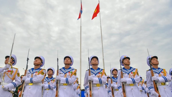 Đội danh dự tại buổi lễ tổng duyệt.