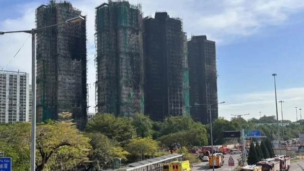 Các tòa nhà bị ảnh hưởng trong vụ cháy ngày 26/11. (Ảnh: CCTV)