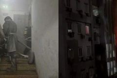 Đám cháy xảy ra tại tầng 4 chung cư 15B Đông Quan, phường Nghĩa Đô (Hà Nội).