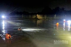 Lực lượng cảnh sát chữa cháy và cứu nạn, cứu hộ khu vực 6 triển khai công tác tìm kiếm, cứu nạn, cứu hộ trong đêm.