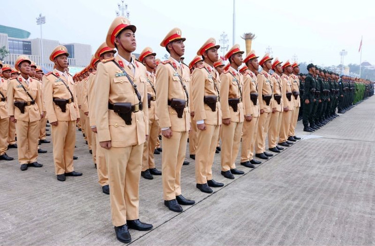 Lực lượng cảnh sát giao thông tại Lễ xuất quân của Bộ Công an bảo đảm an ninh, trật tự lễ kỷ niệm. z6956570692479-66d66aa17ca099000db33ebcab8f6b0f.jpg