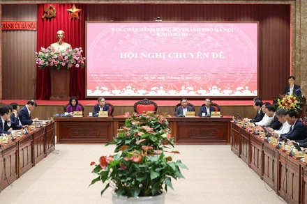 Hội nghị chuyên đề của Ban Chấp hành Đảng bộ thành phố Hà Nội sáng 13/12. (Ảnh: Viết Thành)