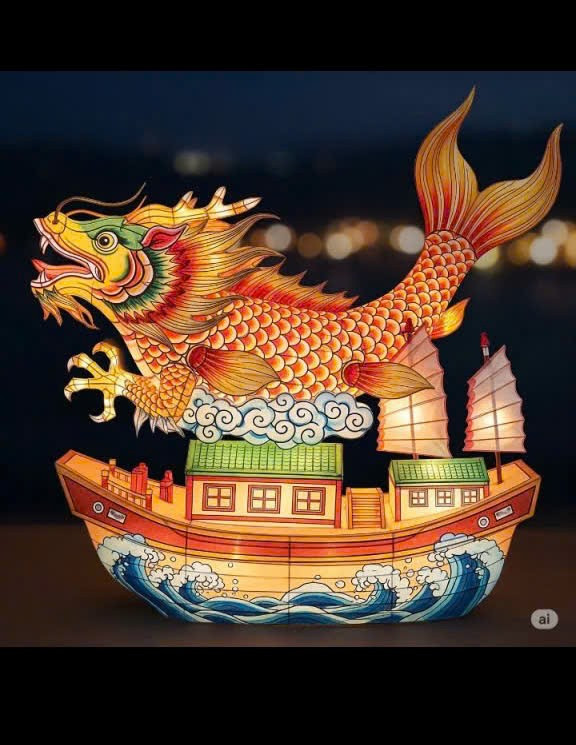 Mô hình cá chép hóa rồng của Tổ dân phố 4 Sơn Lộc, phường Sơn Tây. 9-9-den1.jpg