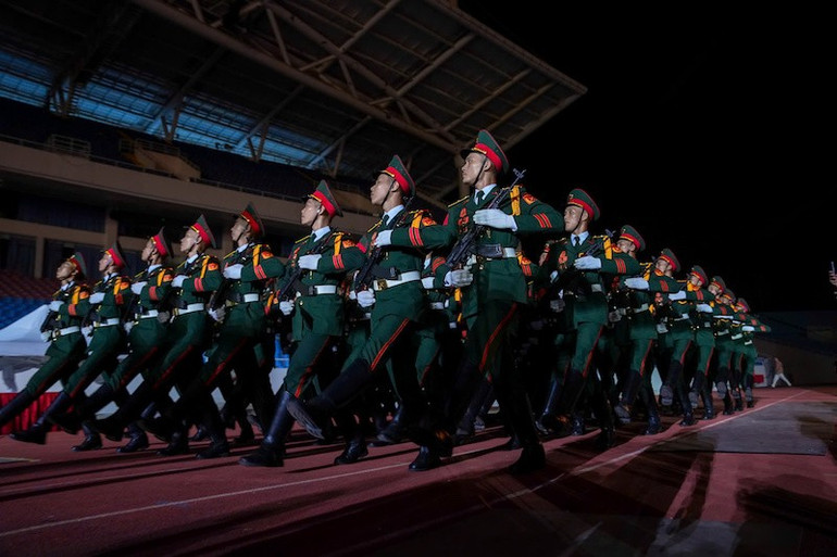 68 quân nhân Trường Sĩ quan Lục quân 1 tham gia tổng duyệt. 10-8-bo-doi.jpg