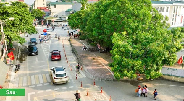 Khu vực Trường tiểu học Sài Sơn sau khi cải tạo được thiết kế nhiều đảo giao thông phân luồng và lối đi bộ, góp phần bảo đảm an toàn giao thông cho học sinh và người tham gia giao thông. 24-10-an-toan-1.jpg