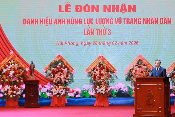 Tổng Bí thư Tô Lâm, Bí thư Quân ủy Trung ương phát biểu tại buổi lễ. (Ảnh: Trọng Đức/TTXVN)