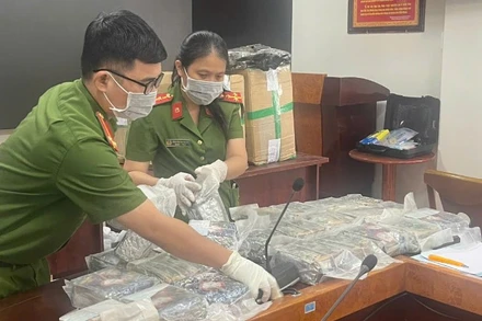 Thu giữ 174kg ma túy tổng hợp, 10 bánh heroin, 300 gói ma túy dạng nước vui.