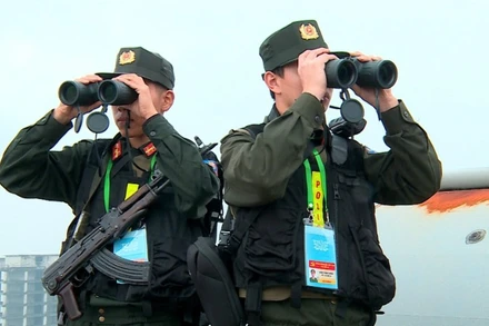 Cán bộ, chiến sĩ Đoàn Cảnh sát đặc nhiệm số 1 (Bộ Tư lệnh Cảnh sát Cơ động) bảo vệ sự kiện chính trị trọng đại.