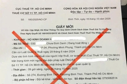 Giấy mời của cơ quan thuế do các đối tượng giả mạo để gửi cho người dân nhằm mục đích lừa đảo.