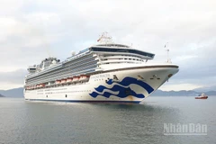 Tàu biển quốc tế Diamond Princess trên đường cập Cảng quốc tế Cam Ranh. (Ảnh: Sở Văn hóa, Thể thao và Du lịch tỉnh Khánh Hòa cung cấp)