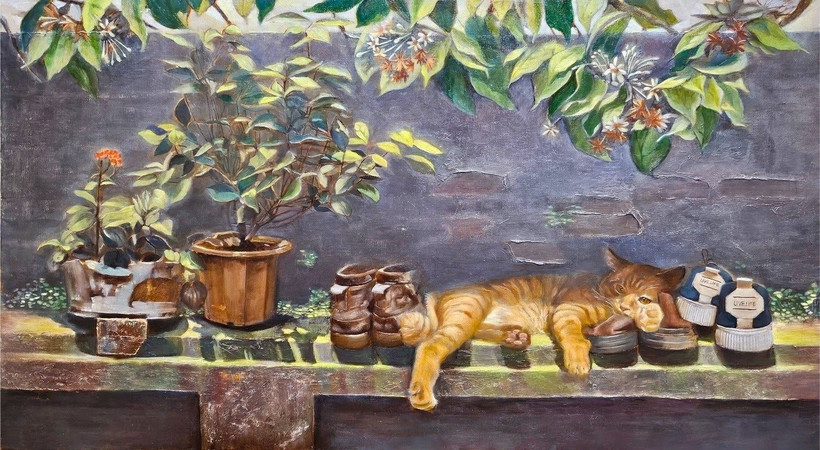 Tác phẩm Ngày nghỉ của Đỗ Việt Khôi tại triển lãm Dòng chảy.