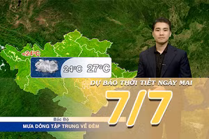 [Video] Dự báo thời tiết đêm nay và ngày mai ngày 7/7/2026: Mưa dông tiếp diễn về đêm và sáng sớm tại Bắc Bộ, Trung Bộ